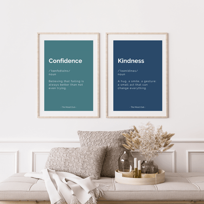 kindness definition blue poster -motivational wall art print by The Mood Club