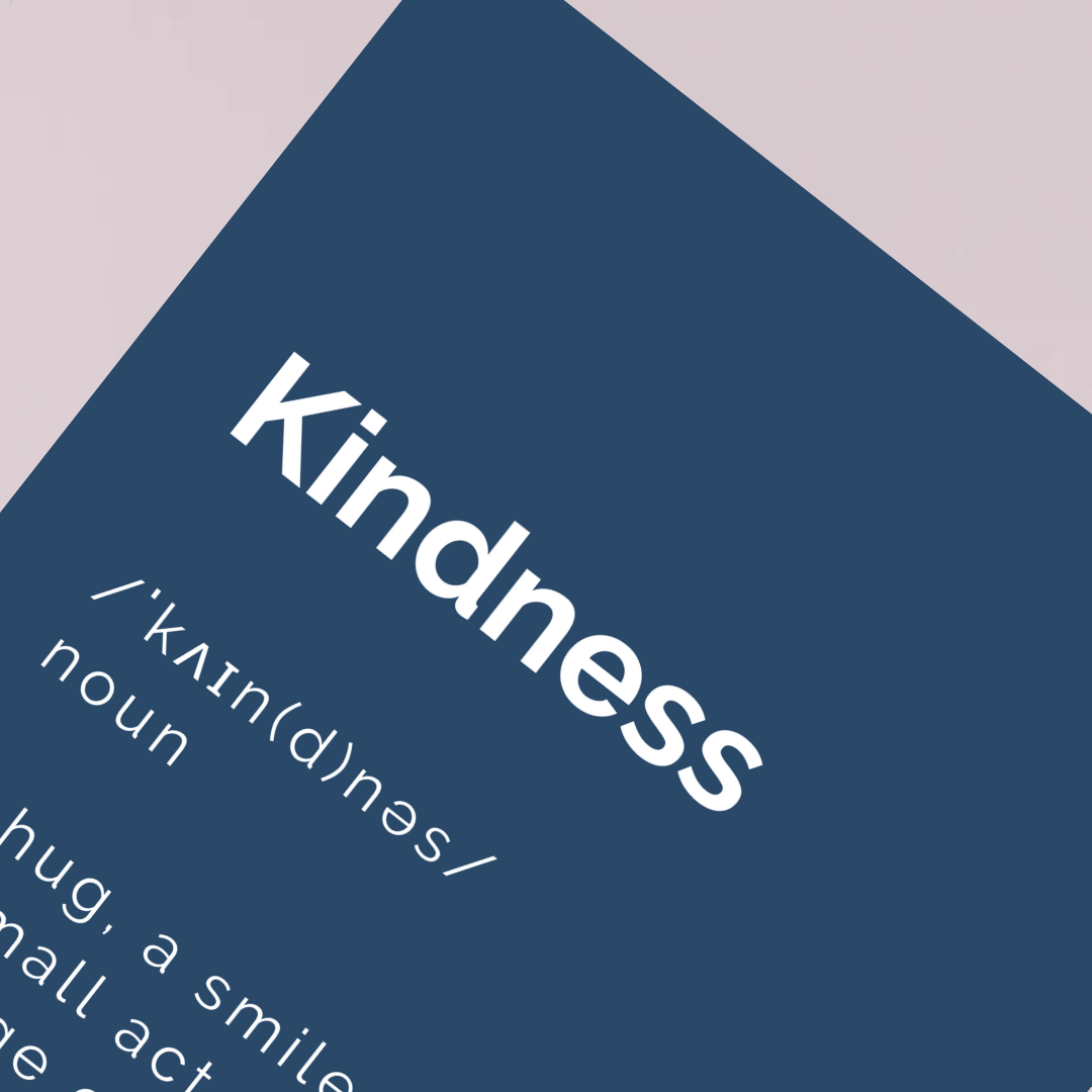 blue poster close up with definition of kindness